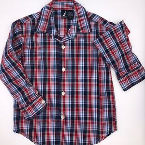 Nautica long sleeve button down plaid boys Size 5